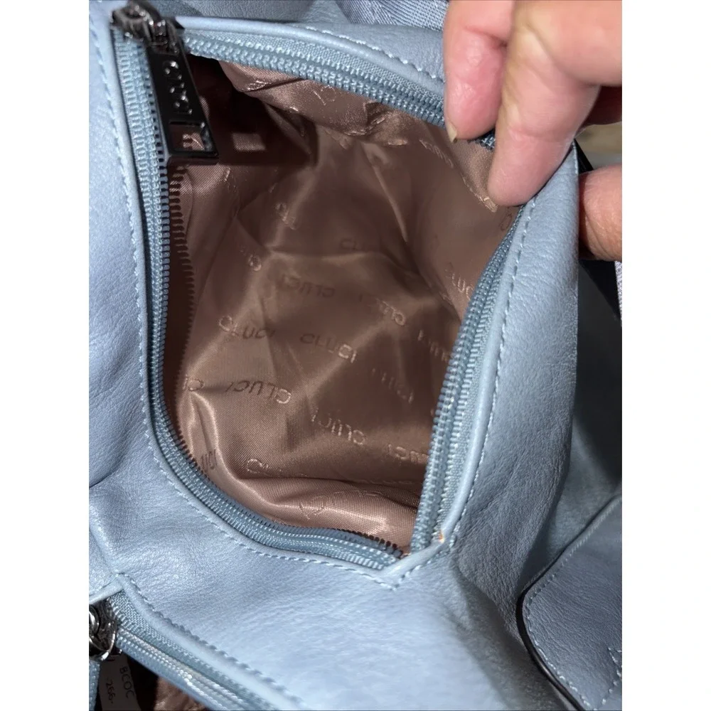 Convertible Backpack‎ Purse CLUCI Dusty Blue Designer Daypack Travel Work Daily